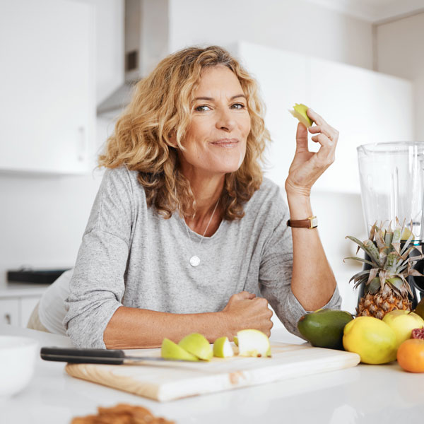 mature woman eating healthy