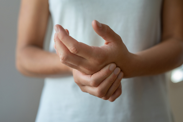 woman pressing her fingers